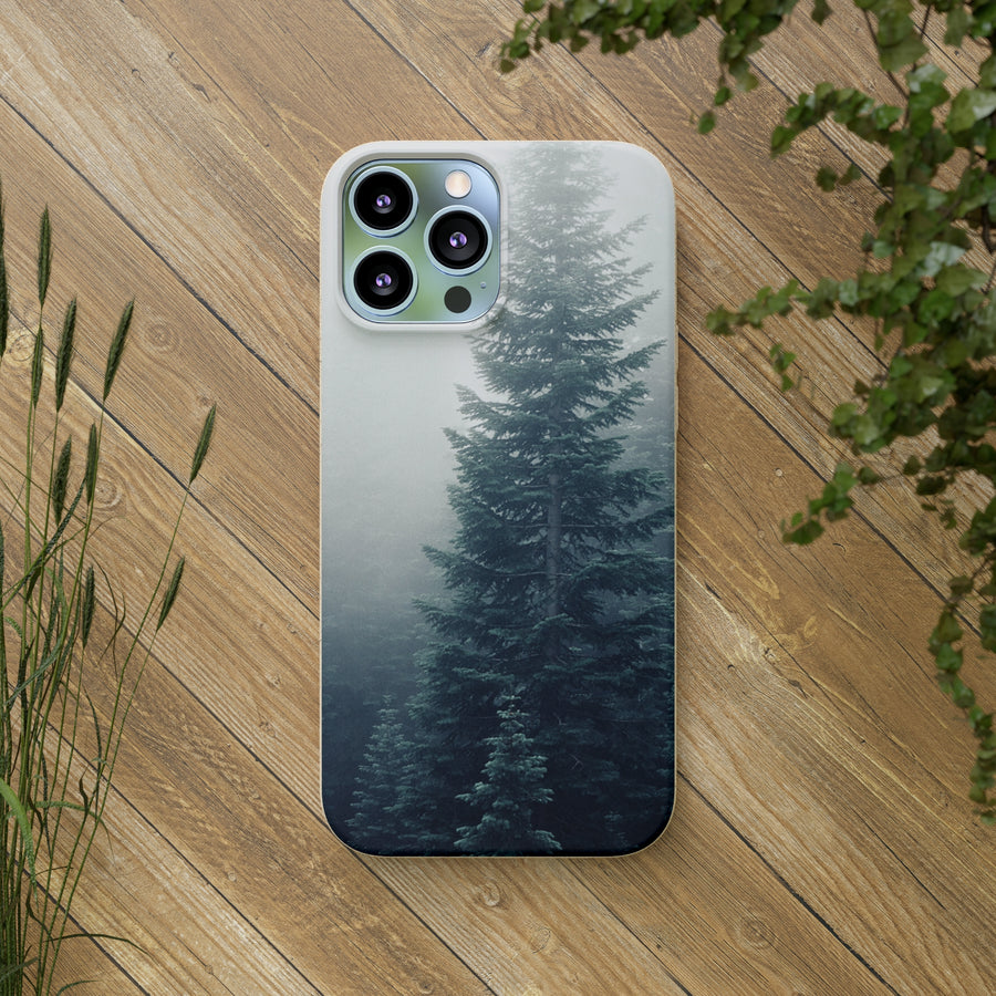 Foggy Trees | Bamboo Biodegradable Cases (iPhone 11, 12, 13) Sustainable Phone Case Eco-friendly Case