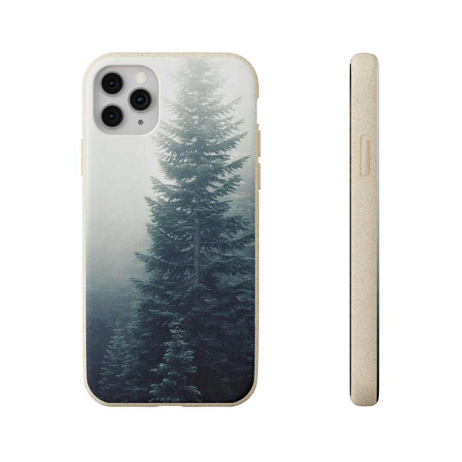 Foggy Trees | Bamboo Biodegradable Cases (iPhone 11, 12, 13) Sustainable Phone Case Eco-friendly Case