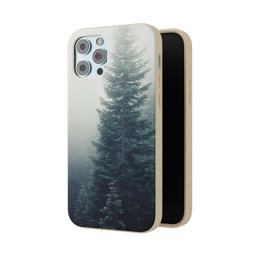 Foggy Trees | Bamboo Biodegradable Cases (iPhone 11, 12, 13) Sustainable Phone Case Eco-friendly Case