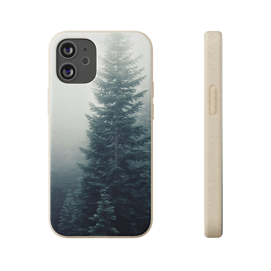 Foggy Trees | Bamboo Biodegradable Cases (iPhone 16, 15, 14, 13, 12, 11) Sustainable Phone Case Eco-friendly