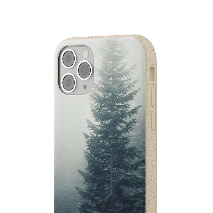 Foggy Trees | Bamboo Biodegradable Cases (iPhone 11, 12, 13) Sustainable Phone Case Eco-friendly Case