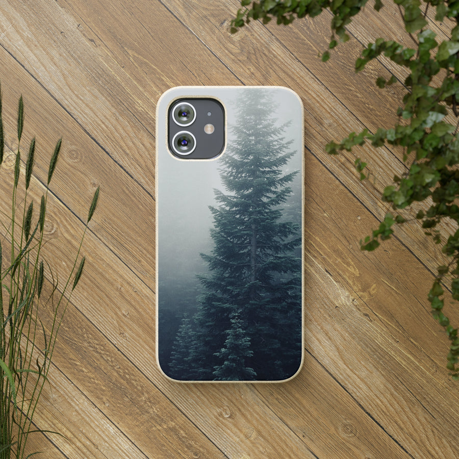 Foggy Trees | Bamboo Biodegradable Cases (iPhone 11, 12, 13) Sustainable Phone Case Eco-friendly Case