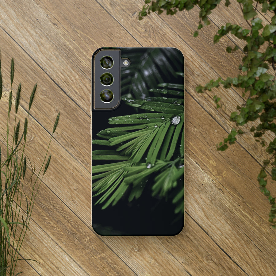 Fern Drops | Bamboo Biodegradable Cases (Samsung S20, S21, S22) Sustainable Phone Case Plant Case