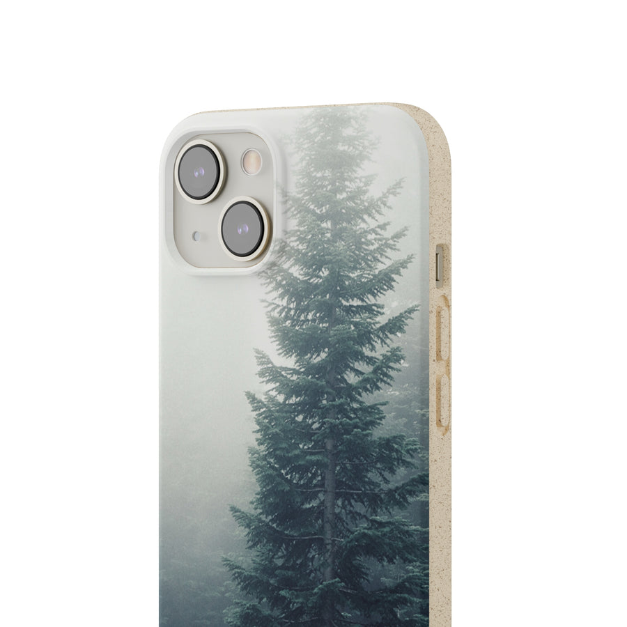 Foggy Trees | Bamboo Biodegradable Cases (iPhone 11, 12, 13) Sustainable Phone Case Eco-friendly Case