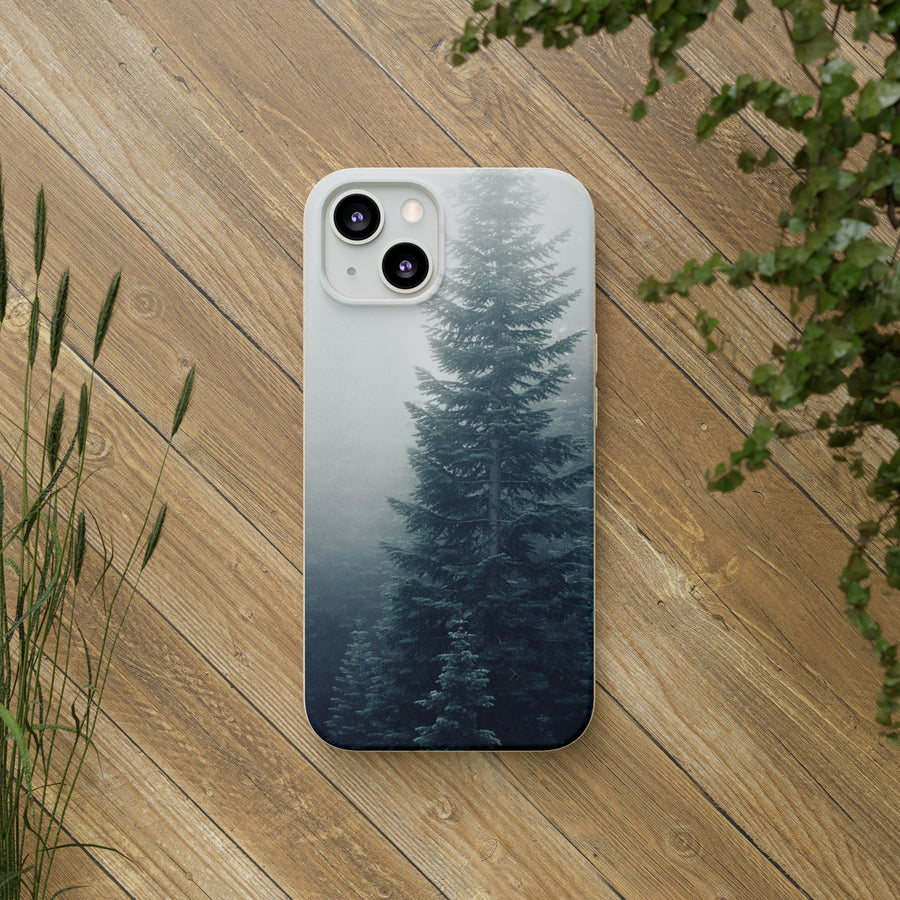 Foggy Trees | Bamboo Biodegradable Cases (iPhone 11, 12, 13) Sustainable Phone Case Eco-friendly Case