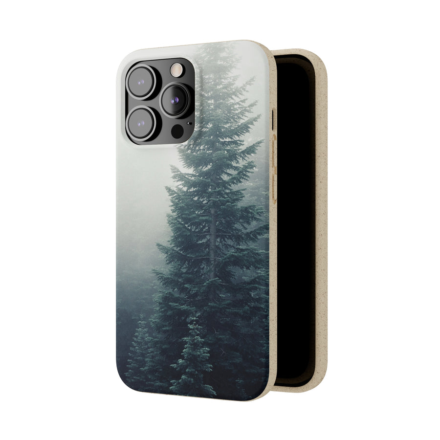 Foggy Trees | Bamboo Biodegradable Cases (iPhone 11, 12, 13) Sustainable Phone Case Eco-friendly Case