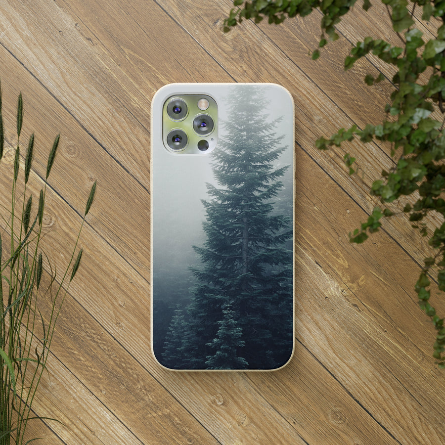 Foggy Trees | Bamboo Biodegradable Cases (iPhone 11, 12, 13) Sustainable Phone Case Eco-friendly Case