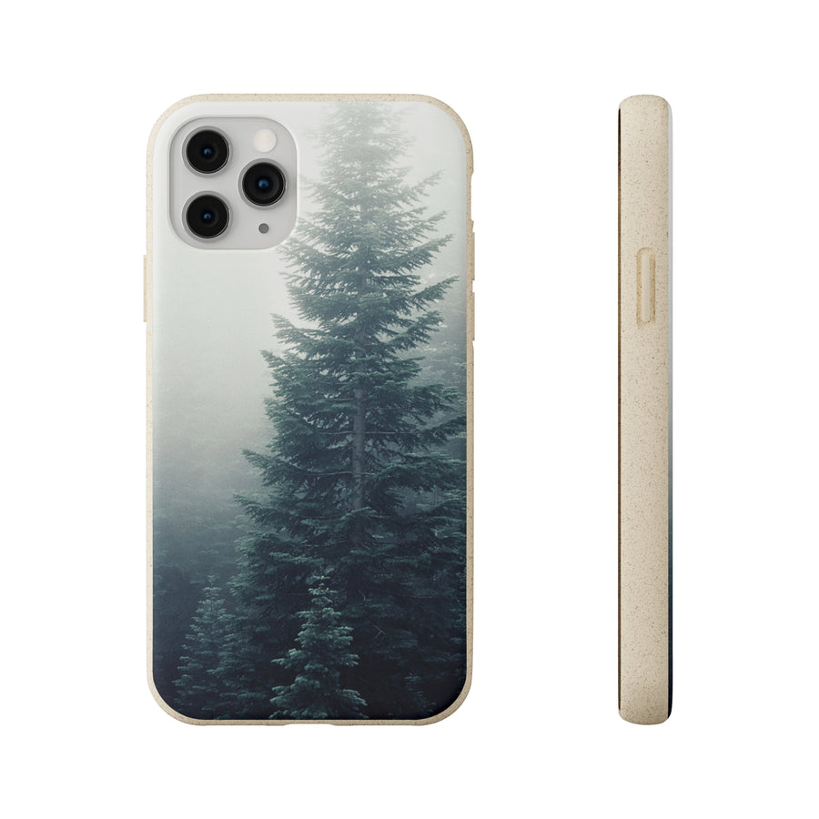 Foggy Trees | Bamboo Biodegradable Cases (iPhone 11, 12, 13) Sustainable Phone Case Eco-friendly Case