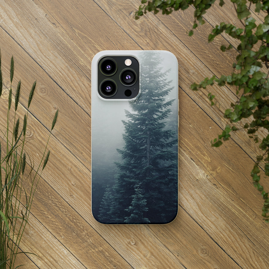 Foggy Trees | Bamboo Biodegradable Cases (iPhone 11, 12, 13) Sustainable Phone Case Eco-friendly Case