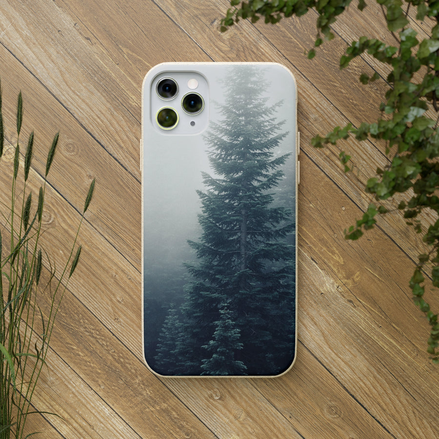 Foggy Trees | Bamboo Biodegradable Cases (iPhone 11, 12, 13) Sustainable Phone Case Eco-friendly Case