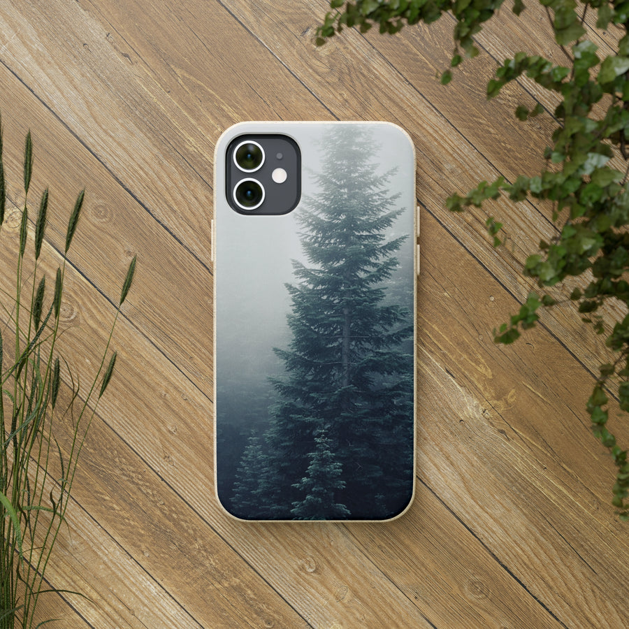 Foggy Trees | Bamboo Biodegradable Cases (iPhone 11, 12, 13) Sustainable Phone Case Eco-friendly Case