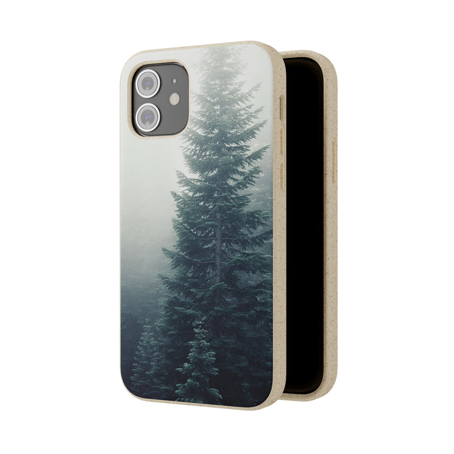 Foggy Trees | Bamboo Biodegradable Cases (iPhone 11, 12, 13) Sustainable Phone Case Eco-friendly Case