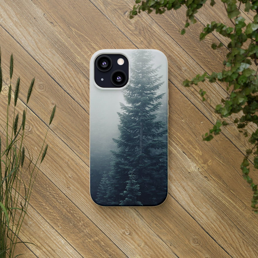 Foggy Trees | Bamboo Biodegradable Cases (iPhone 11, 12, 13) Sustainable Phone Case Eco-friendly Case