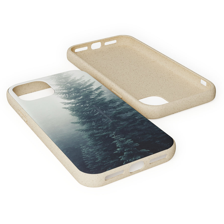 Foggy Trees | Bamboo Biodegradable Cases (iPhone 11, 12, 13) Sustainable Phone Case Eco-friendly Case