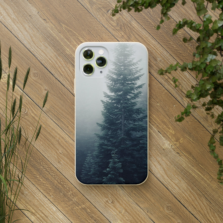 Foggy Trees | Bamboo Biodegradable Cases (iPhone 11, 12, 13) Sustainable Phone Case Eco-friendly Case