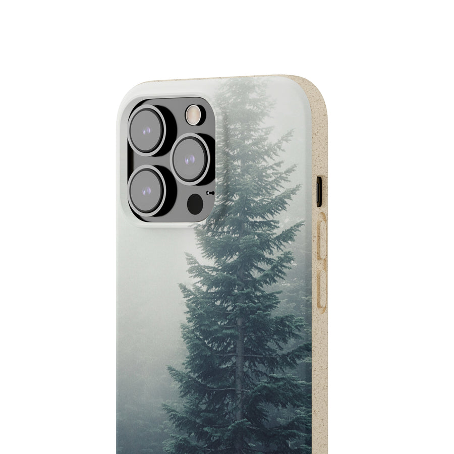 Foggy Trees | Bamboo Biodegradable Cases (iPhone 11, 12, 13) Sustainable Phone Case Eco-friendly Case