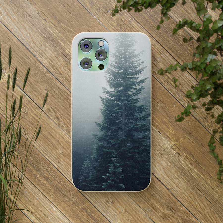 Foggy Trees | Bamboo Biodegradable Cases (iPhone 11, 12, 13) Sustainable Phone Case Eco-friendly Case