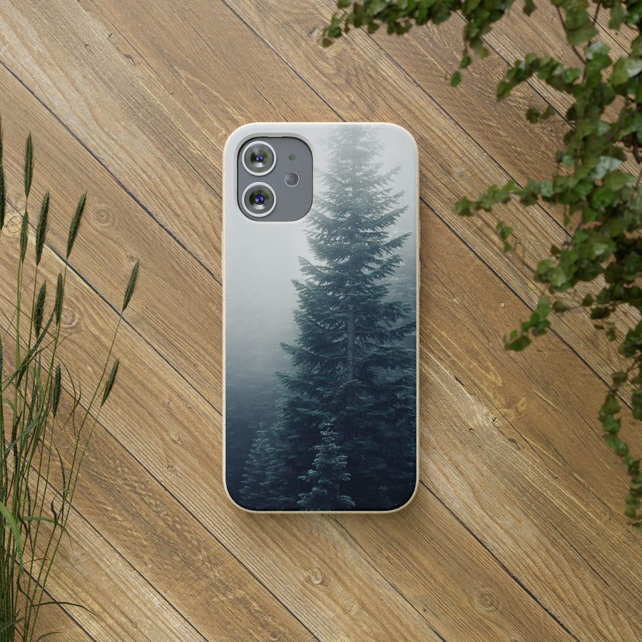 Foggy Trees | Bamboo Biodegradable Cases (iPhone 11, 12, 13) Sustainable Phone Case Eco-friendly Case