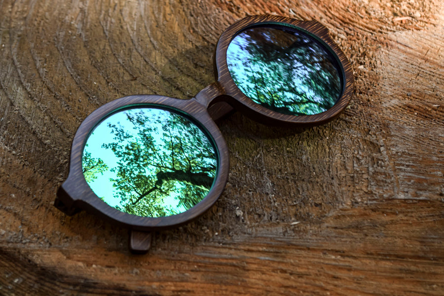 The Retro - brown bamboo wood round sunglasses